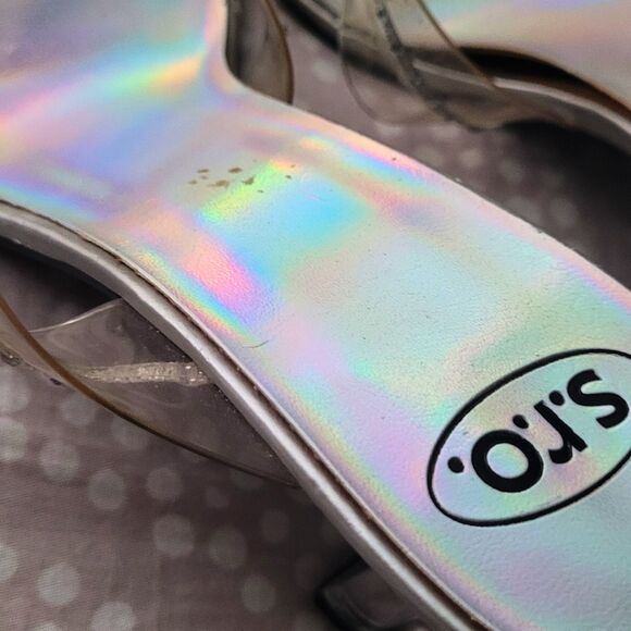 Silver Heels With Clear Rhinestone Straps and Clear Heels S.R.O.  Slip-on Heels - Picture 5 of 9